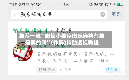 推荐一款“微信小程序微乐麻将有挂是真的吗”(作弊)辅助透视教程-第2张图片
