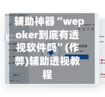 辅助神器“wepoker到底有透视软件吗”(作弊)辅助透视教程-第3张图片