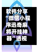软件分享“微信小程序迅奇麻将开挂神器”透视开挂辅助教程-第2张图片