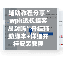 辅助教程分享“wpk透视挂容易封吗”开挂辅助脚本+详细开挂安装教程-第2张图片