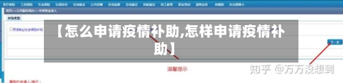 【怎么申请疫情补助,怎样申请疫情补助】