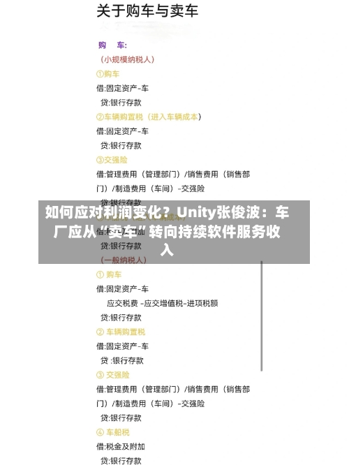 如何应对利润变化？Unity张俊波：车厂应从“卖车”转向持续软件服务收入-第3张图片
