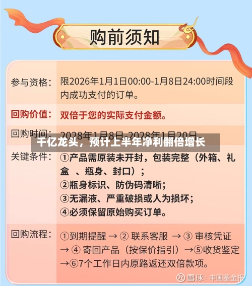千亿龙头，预计上半年净利翻倍增长