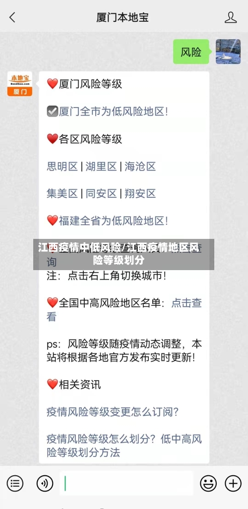 江西疫情中低风险/江西疫情地区风险等级划分