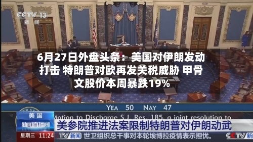 6月27日外盘头条：美国对伊朗发动打击 特朗普对欧再发关税威胁 甲骨文股价本周暴跌19%-第2张图片
